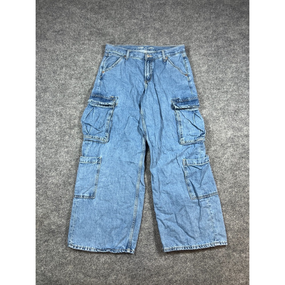 Old Navy Baggy Jeans womens 10 Blue Drapey Denim Cotton Preppy Mid-Rise Wide Leg